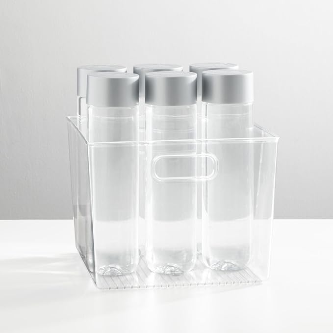 mDesign Plastic Modern Storage Organizer Bin Basket with Handles - 4 Pack - Clear