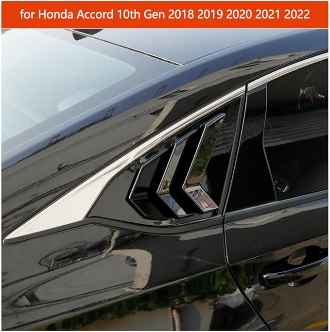 YINGTUU YINGTUU for Honda Accord Accessories 10th Gen 2018 2019 2020 2021 2022 Rear Window Louvers Blinds Trim-Glossy Black