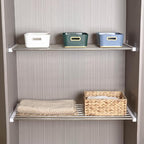 Hershii Extendable Closet Shelf Wardrobe Rail Metal Hanging Rod Storage Rack Expanding Clothes Divider Separator Organizer fo