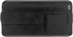 Suede Car Sun Visor Organizer with Multi-Pocket Net Zipper, Glasses Case, Sunglass Holder for Interior Accessories (Black)