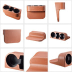 Brown Multifunctional Car Cup Holder Car Seat Organizer Gap Filler Bottle Phone Storage Organizer