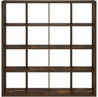 Furinno Cubicle Book Shelf, 16-Cube Bookshelf, Extra Thick Frame Reversible Bookcase with Open Back, 14.6" x 58" x 58", for L