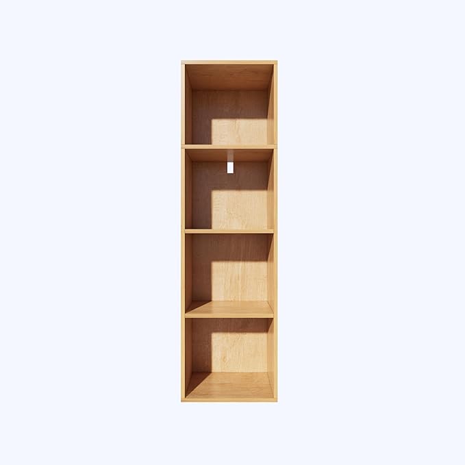 4 Cube Storage Organizer,Wooden 4-Tier Open Shelf Bookshelf,Versatile Storage Cubes for Living Room，Bedroom,Home Office (Oak,