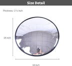 Wall Mounted Convex Mirror Wide Angle - Safety Blind Spot Mirror for Garage Driveway Warehouse Parking Lot, Traffic Security Surveillance, 360° Visibility (18" Black 2pack)
