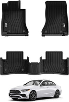 3W Floor Mats for Benz C-Class 2026 2025-2022 C300/C43 AMG/C63 AMG S/C63 AMG S E (Sedan Only), TPE All Weather Custom Fit Floor Liner for Benz C Class, 1st & 2nd Row Car Mats, Black