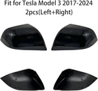 Compatible with Tesla Model 3 Side Mirror Cover Replacement 2017 2018 2019 2020 2021 2022 2023 2024, Left & Right Side Rearview Mirror Cover Cap for Model 3 Accessories(Black) 2pcs