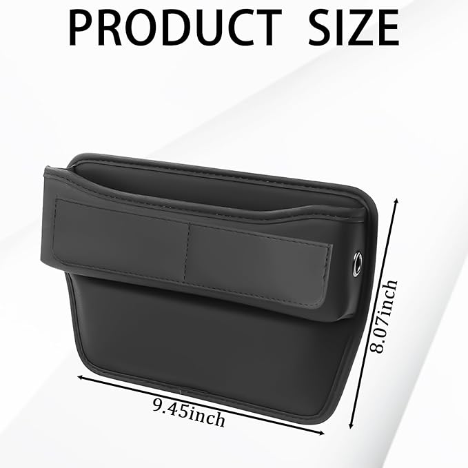msyuusr Car Seat Gap Filler Organizer, Front Seat Leather Storage Box, Car Organizers and Storage, Car Accessories for Women Men, Car Seat Gap for storage Phones, Glasses, Keys, Cards (Black)