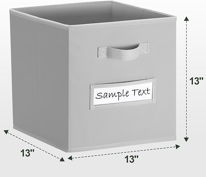 artsdi 13x13 storage cube bins (Set of 10) Foldable Fabric storage cubes with 10 Labels Window Cards & a Pen,13 inch cube sto
