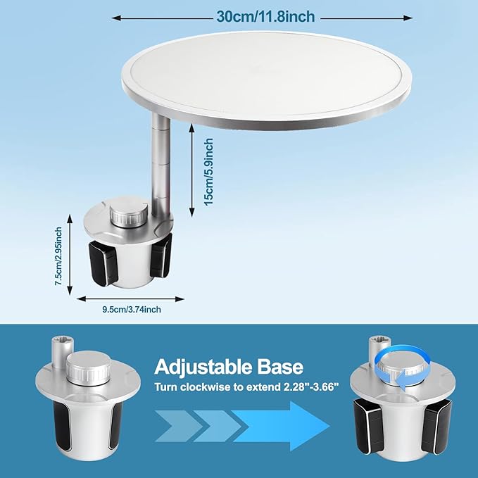 Car Tray Table & Car Desk for Laptop with 2 Risers and Anti-Slip Pad, 360° Rotating Cup Holder for Working and Eating Compatible with Tesla Model 3/Y/S, Ford F150/Explorer/Maverick & Most Vehicles/EV