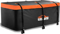 CZC AUTO Hitch Cargo Carrier Bag, 20 cu. ft Waterproof/Rainproof/Weatherproof Cargo Traveling Bag for Car Truck SUV Vans' Hitch Tray and Hitch Basket, Safe Steady Durable Soft, Black-Orange