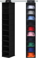 VAESIDA Hat Rack for Closet, 10 Shelf Hanging Hat Organizer for Baseball Caps Storage, Hat Holder Organizer for Hat Display, 