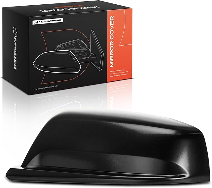 A-Premium Passenger Side Rearview Mirror Cover Cap - Compatible with Chevrolet Malibu 2013-2015, Malibu Limited 2016 - Smooth Black, Without Turn Signal Hole