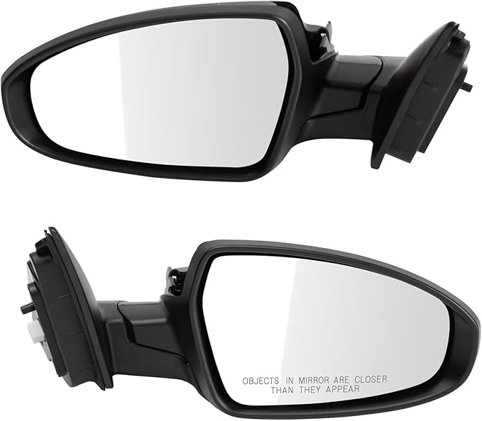 TRQ Driver & Passenger Side Power Mirror Set Smooth Black Manual Fold Compatible with 2019-2023 Kia Forte LXS FE S KI1320226 
