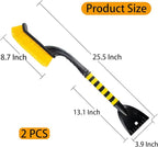 2 PCS 25.5" Car Snow Brush and Detachable Ice Scraper, Snow Shovel for Car Window, with Foam Grip and 45° angle Brush Head, Snow Shovel for Car Window, Winter Accessories for Cars, Trucks, SUVs