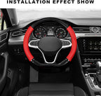 Car Breathable Steering Wheel Cover, Carbon Fiber Wear-Resistant D Shape Steering Wheel Protector for Comfy Grip, Universal N