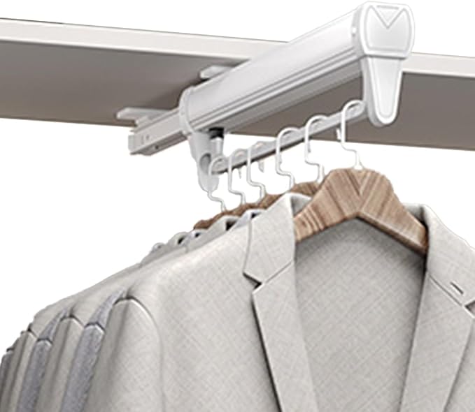 Adjustable Pull Out Hanger Rail Rod - Pull Out Clothes Rail,Extendable Closet Rod for Pants Clothing Storage,Wardrobe Adjusta