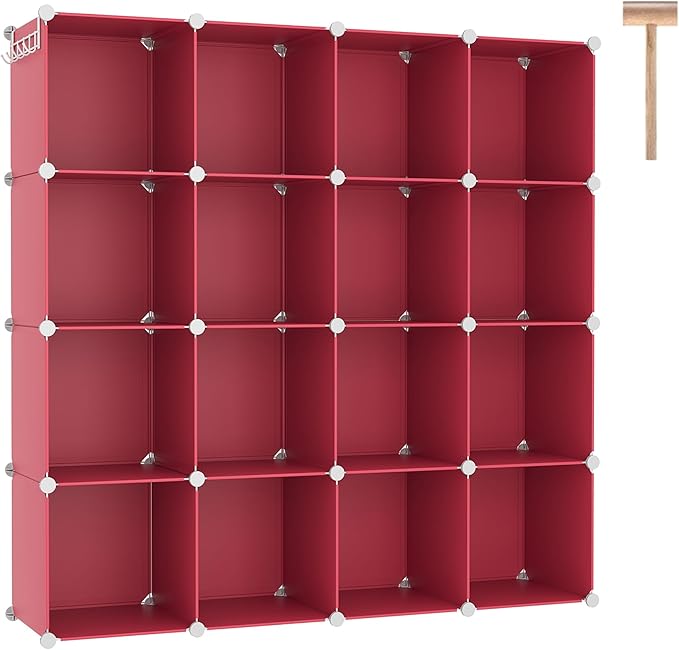 C&AHOME Cube Storage Organizer, 16-Cube Shelves Units, Plastic Storage Cubes, DIY Closet Organizer, Modular Closet Storage Sh