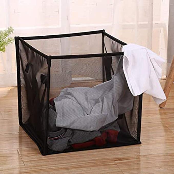 Pop Up Laundry Baskets - Mesh Collapsible Laundry Hampers Storage with Handle - Foldable for Washing Storage, Great for The K