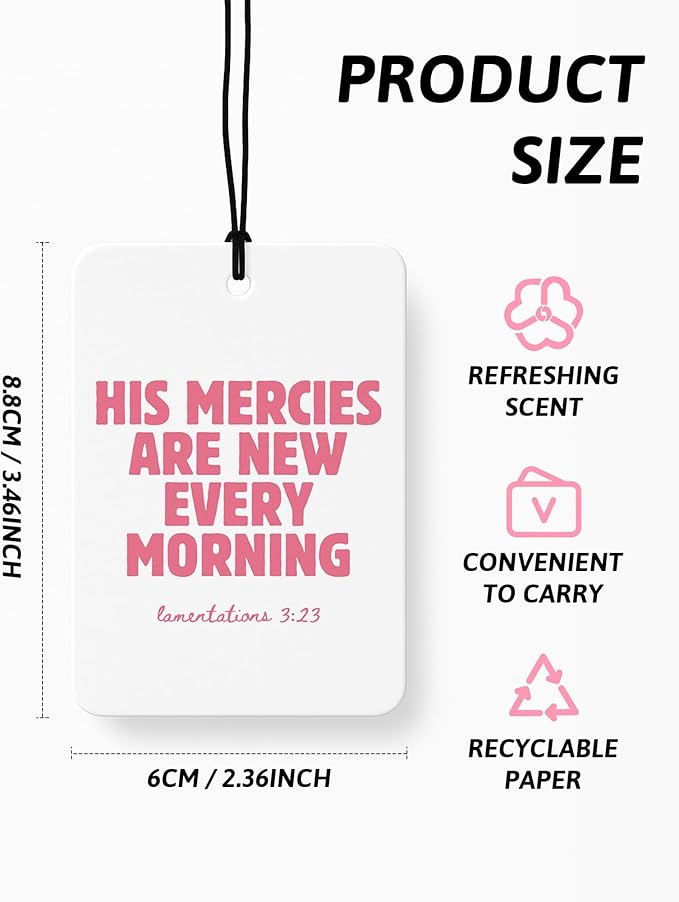 Pink Coquette Bow Floral Christian Car Air Freshener 4 Pcs, Preppy Girly Religious Hanging Air Freshener for Cars Closet Draw