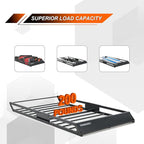 TOOENJOY 59 x 35.4 x 4.7 Inch Roof Cargo Basket Carrier, Car Top Luggage Holder for Car, SUV and Pickup, 200 LBS Capacity