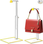2 Pack Acrylic Handbag Display Stand, Gold Trim Clear Purse Holder 14"-24" Adjustable Height Thicken Anti-slip Base, Purse Ra