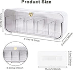 Socks Underwear Drawer Organizer, 5 Cell Compartments Acrylic Wall Mount Storage Boxes, Self-Adhesive Switchable Drawer Organ