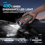 Jump Starter with Air Compressor, 4000A Portable Car Battery Booster, 4-in-1 Car Battery Jump Starter Box (8.5L Gas/6L