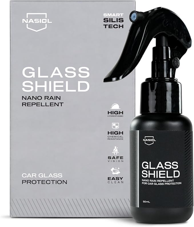 Nasiol GlasShield Nano Rain Repellent Spray Kit, Windshield&Glass Ceramic Coating, Super Hydrophobic to 30000 Miles, Super Ea