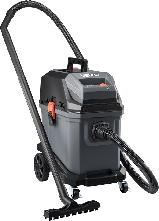 VEVOR Commercial Shop Vac, 11 Gallon Wet Dry Shop Vacuum, 5.5 Peak HP Portable with One-Button Self-Cleaning, 1350W Input, 1.