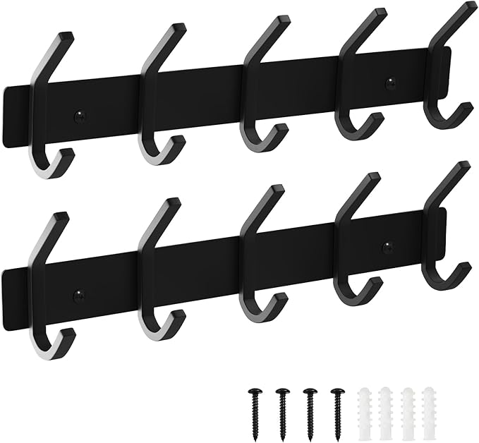 VAEHOLD Wall Hooks, Heavy Duty Aluminum Towel Hooks for Hanging Coat, Hat, Key, Clothes, Closet Hook Wall Mount for Kitchen, 