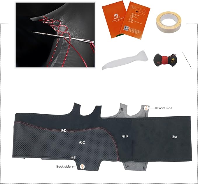 MEWANT DIY Stitching Steering Wheel Cover Wrap for Tesla Model 3 Highland 2023-2025/Model Y 2025 Highland for Tesla Model 3/Model Y Accessories(3D Style)