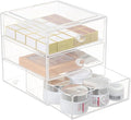 AJIODA Makeup Drawer Organizer Box with 3 Drawers, Acrylic Cosmetic Display Case Vanity Organizer Jewelry Storage Box Stackab