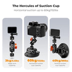K&F CONCEPT 4.5" Suction Cup Camera Mount with Magic Arm, ARRI Style 1/4" 3/8" Threads, Quick Release Car Mount Compatible with Gopro DJI Insta360 for DSLR Action Camera Phone Video Shooting