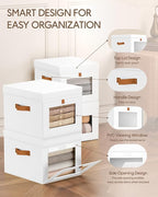 Homsorout Storage Bins with Lid – Closet Organizer with Side Opening and Clear Window, Foldable Stackable Fabric Basket for C