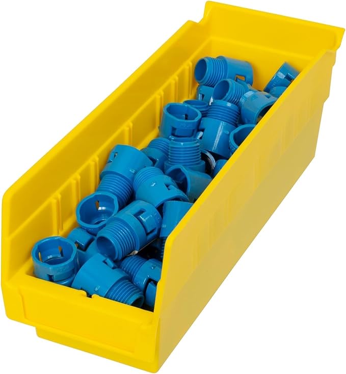 Akro-Mils 30120 Plastic Shelf Bins, Heavy Duty Storage Bins for Garage, Closet, and Drawer Organization, 12" x 4" x 4", Yello