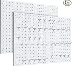 Peg Board, 2 Pack Metal Pegboard Panels White Pegboards Wall Organizer with Frame Large Heavy Duty Peg Board with Hooks for W