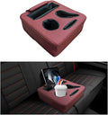 Car Back Seat Organizer, Leather Automotive Rear Seat Couch Cup Holder Expander Tray, Vehicle Cup Holder Tray Holds Snacks Remotes Phones for Truck RV Boat Couch Pillow Bed (Wine Red)
