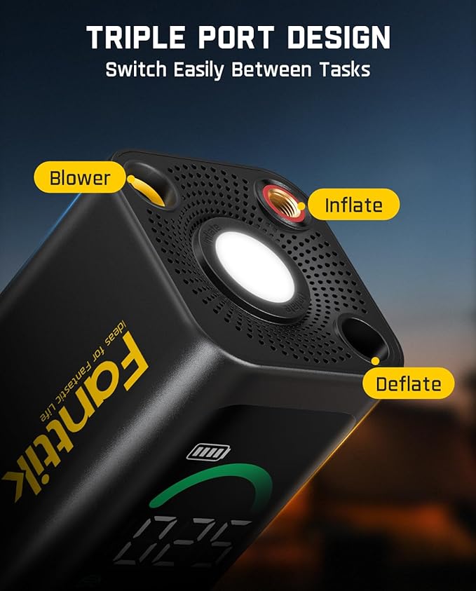 Fanttik X10 Cross Tire Inflator/Blower 2-in-1, Cordless Tire Inflator Portable Air Compressor, 150PSI Air Pump for cars and bikes, with Light and Power Bank, Deflate for Air Mattresses, Pool Floats