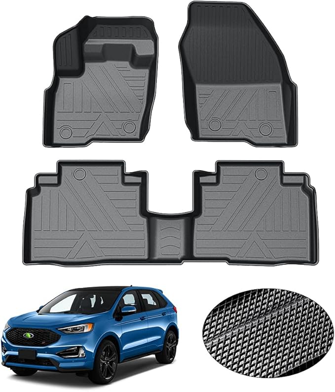 KUST Floor Mats for Ford Edge 2015-2024, All Weather Floor Liners TPE Rubber Mats Ford Edge Accessories High Edge