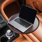 360° Rotating Car Tray & Laptop Desk - Universal Steering Wheel Tray with Wood Cup Holder, Fits for Tesla Model Y/3/S, Ford F150/Explorer/Maverick & Most Cars/Trucks/SUVs
