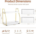 DWTS Coffee Bar Accessories,Coffee Station Organizer with Multi-Functional,CoffeeBar Decor for Accessories,2 Tier Wooden Shel