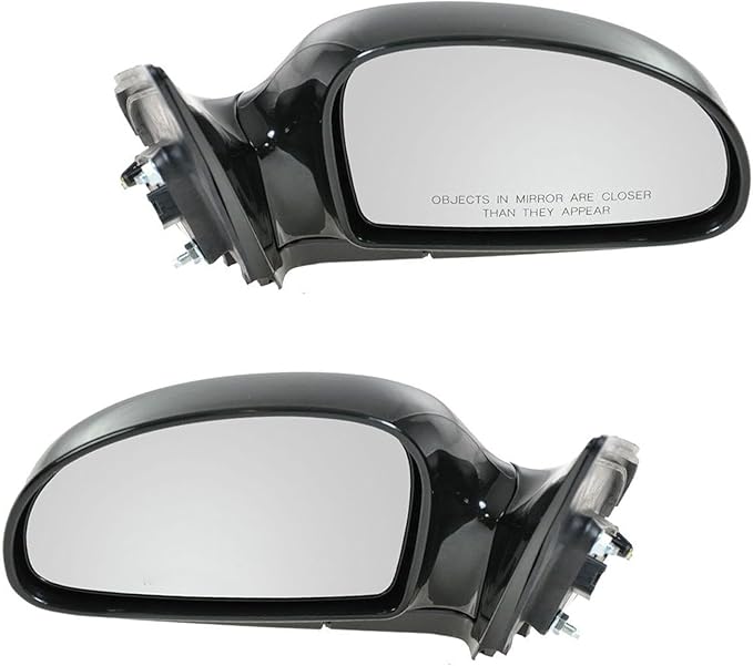 TRQ 2 Piece Driver and Passenger Side Mirror Assembly Set Electric Adjustment Heated No Memory Black Compatible with 2004-200