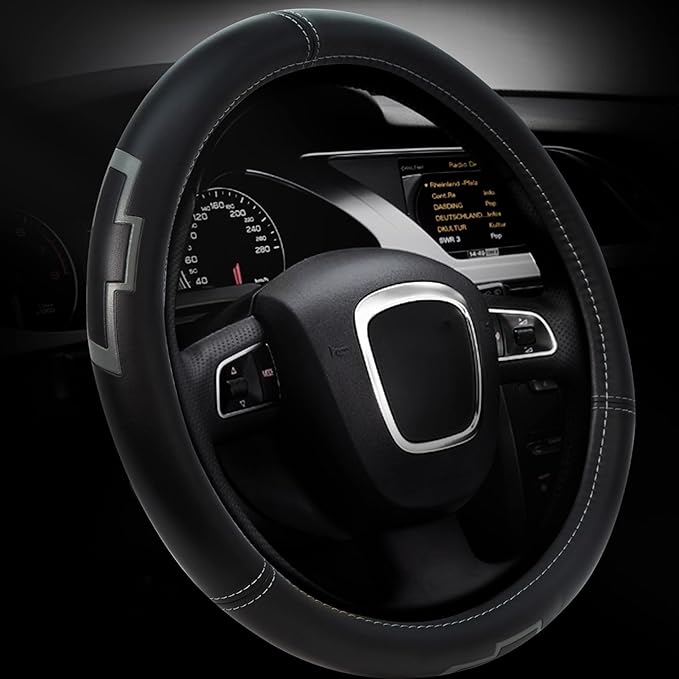 Plasticolor 006788R01 Chevrolet Silverado 2500HD and 3500HD Gray Bowtie Logo Steering Wheel Cover