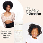 BASK & LATHER Hydrating Hair Mist, Leave-In Conditioner, Itchy Scalp Relief, Detangler, Curl Definer, Aloe Vera, Avocado Oil,