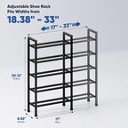 Abiglifty 5-Tier Expandable Shoe Rack,17"-33" Adjustable Shoe Rack for Closet,Metal Shoes Shelves for Front Door Entrance, Ga