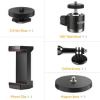 UTEBIT Magnetic Camera Mount for Action Camera, 66lb Strong Magnetic Mount with 360° Rotation Ball Head for Car or Magnetic Surfaces, Compatible with Gopro Hero 13, DJI Osmo Action Osmo Nano, Insta360