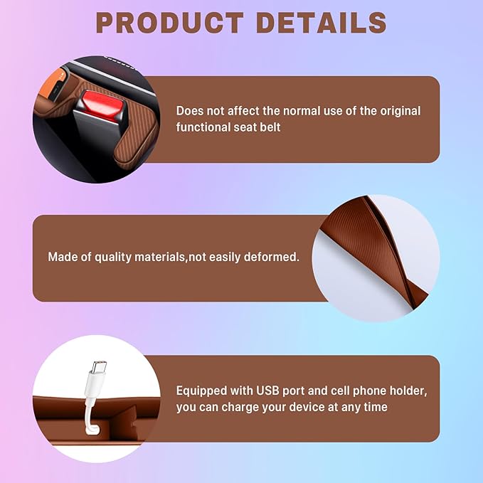 2PCS Car Seat Gap Filler, Vehicle Seat Organizer for Avoiding Dropped Items, Fill The Gap Between Seat and Console, No Drop Seats Guard for Coins Wallets Keys, Universal Car Accessories (Brown)