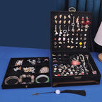 Women Jewelry Box Lockable 3 Layers Large Jewelry Organizer Storage Case for Earrings Necklaces Rings Bracelets,Green Display
