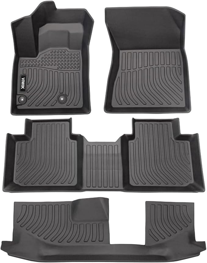 VIWIK Floor Mats Compatible for Mitsubishi Outlander 2022 2023 2024, Car Mats 3D Fit All Weather Custom Floor Liners Full Set Front & 2nd Row & 3nd Row Waterproof Anti-Slip Automotive Floor Mats TPE
