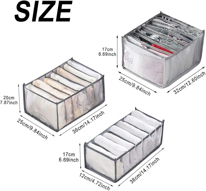 3PCS Wardrobe Clothes Organizer - Foldable Closet Drawer Organizer for Clothes, Portable Closet Organizers and Storage Bins, 